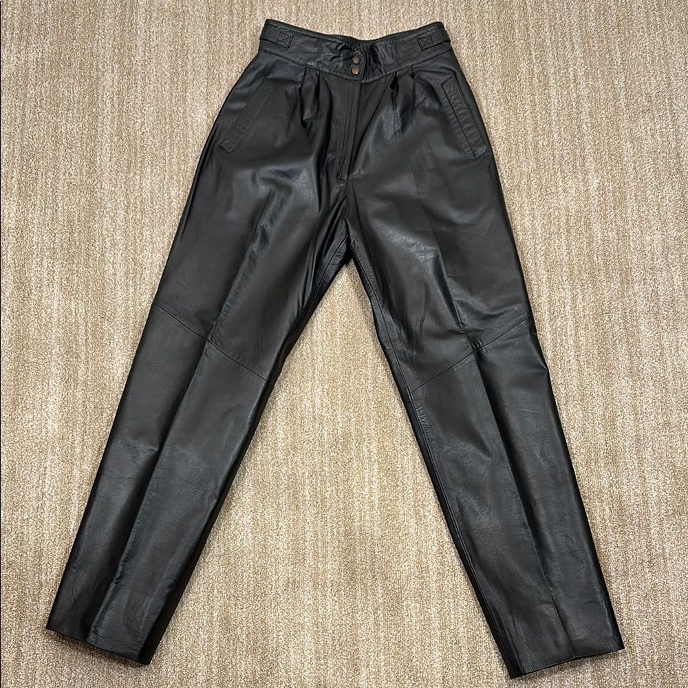 Leather Vintage Y2K High Rise Women Pants Black Goth Dark Approximate Size Small